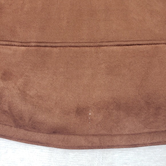 Lauren Ralph Lauren Women L Brown Faux Suede Sherpa Lined Zip Up Jacket Coat - Picture 14 of 14